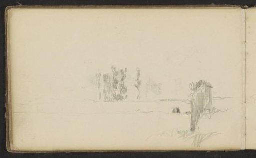 Meadow with a group of trees and a fence
