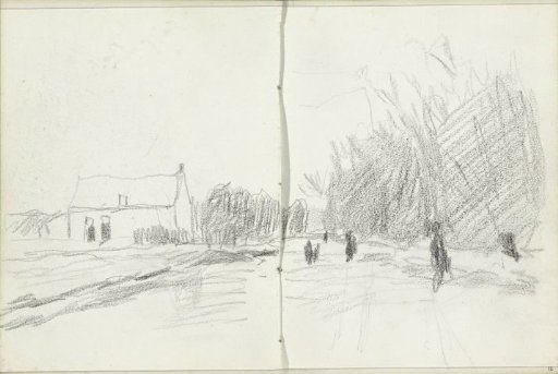 Landscape with figures and a country house
