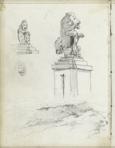 Statue of a lion on a pedestal