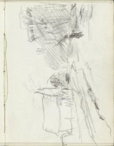 Figure on a path along a country house