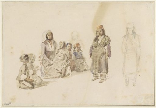 Study sheet with seated woman and children, at Dereköy in Turkey