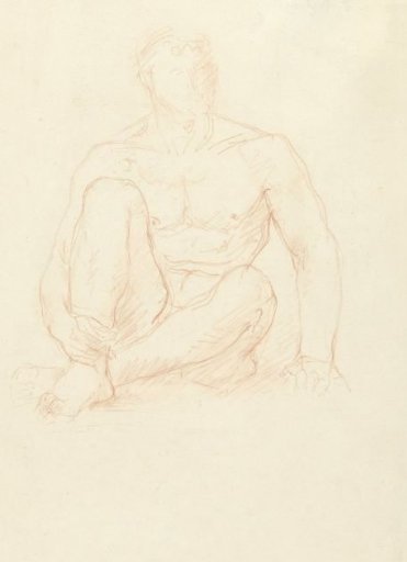 Seated male nude, from the front