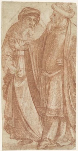 Two standing Orientals in conversation