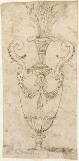 Ornamental vase with garlands over the belly and mascarons