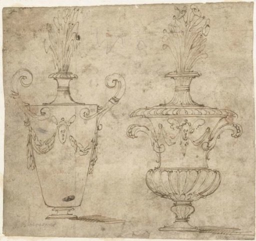 Two sketches of ornamental vases