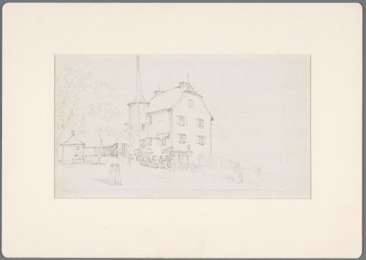 Country house near Lake Geneva, with some figures in the foreground