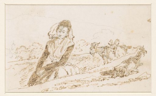 Seated girl with a cloth over her head