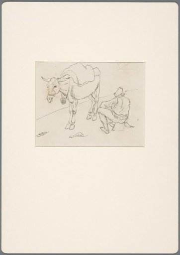 Seated man with a donkey