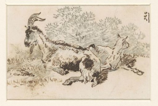 Goat and kid in a landscape