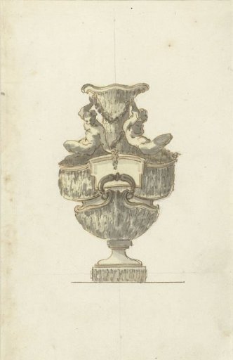 Monumental ornamental vase with two fauns