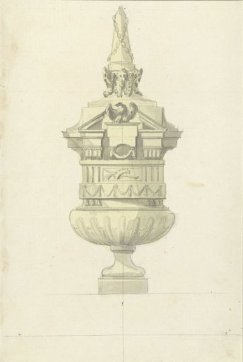 Ornamental vase crowned with a broken pediment