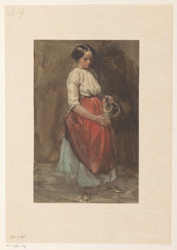 Standing girl pouring a glass
