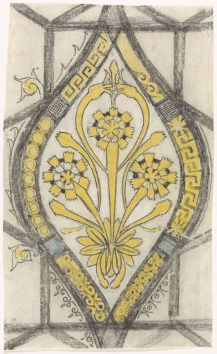 Decorative design with a pattern of dandelions