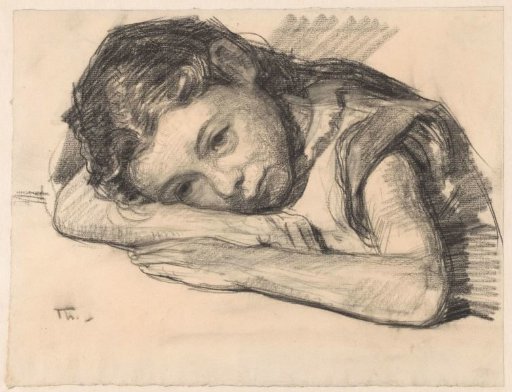 Liesbeth or Dora Arntzenius as a child, leaning on an arm