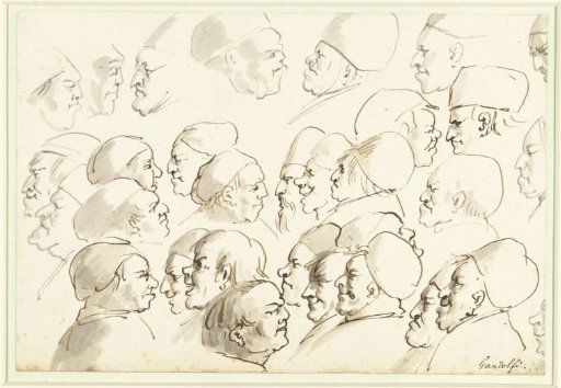 Sketch sheet with caricatures