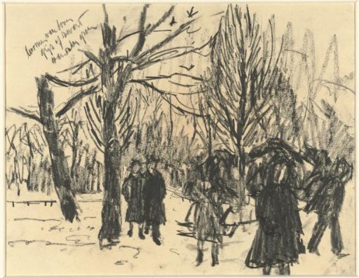 Walkers in the Vondelpark in Winter