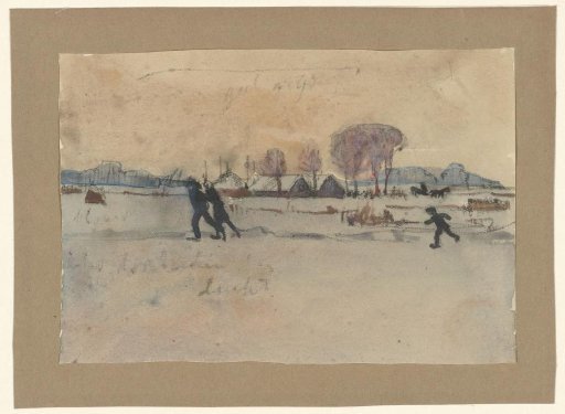 Three Skaters in a Winter Landscape