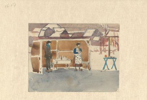 Man and Woman at a Stall on the Ice