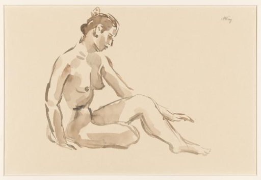 Seated nude woman with folded leg
