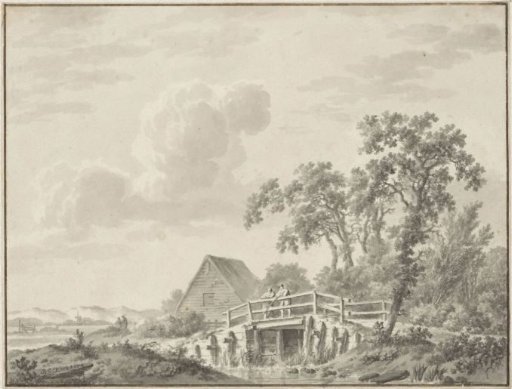 Landscape at a dune edge with a fisherman