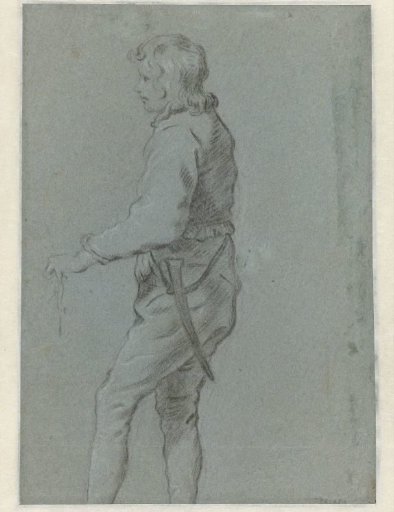 Standing young man, to the left