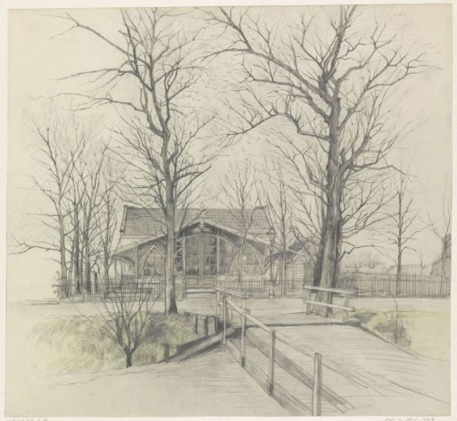 Café under bare trees