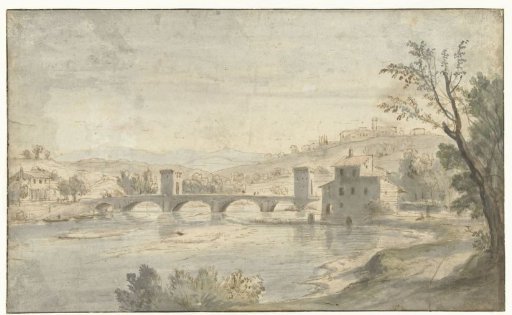 Italianate River Landscape with a Bridge