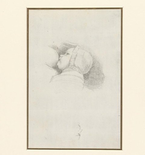 Infant drinking at a breast