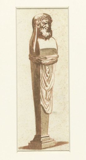 Herm, with the head of a crowned, smiling greybeard