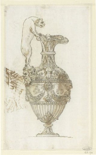 Ornamental vase with a lion