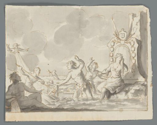 Flood with nymphs, Neptune, and a river god