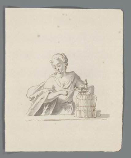 Woman with a Bird in Its Cage