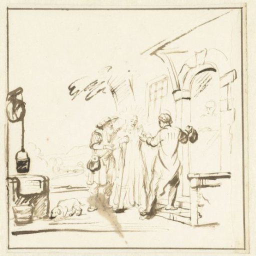 Christ and Two Disciples before the Inn at Emmaus