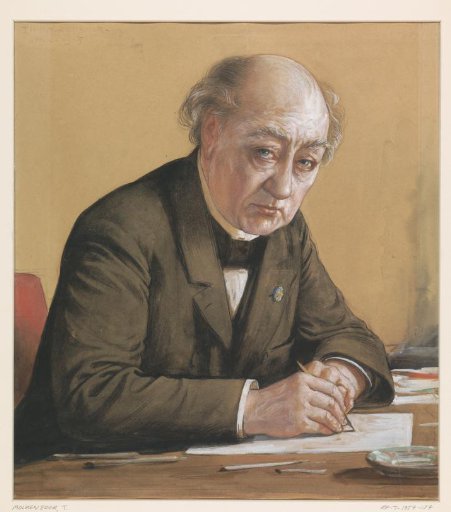 Portrait of W.B.G. Molkenboer, writing at a desk