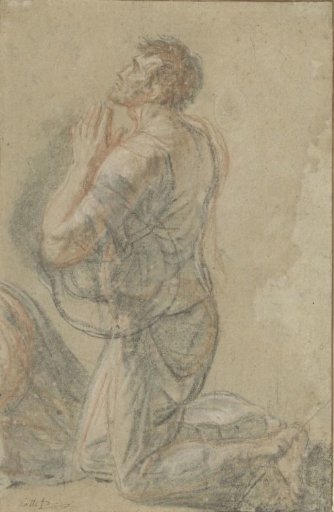 Kneeling man, seen from the side