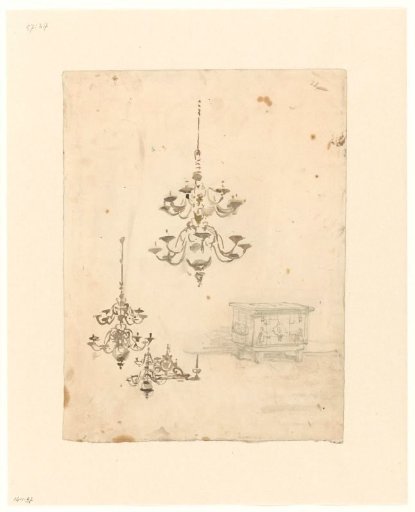 Chandeliers and offering box from a church