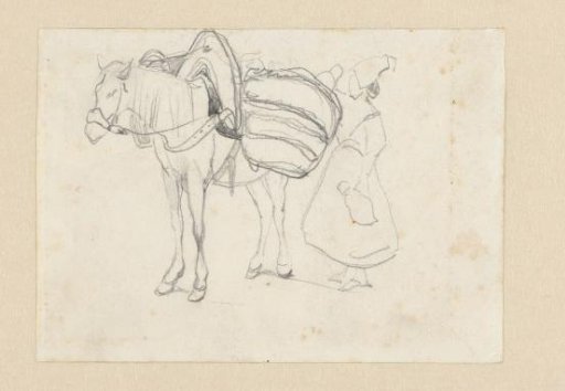 Woman with a laden horse