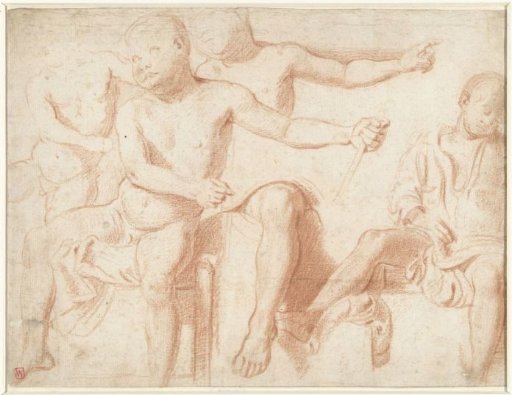 Four studies of a sitting boy