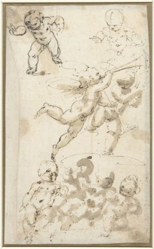 Putti and a flying angel