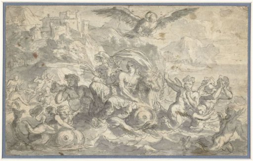 Europa and the Bull surrounded by sea gods