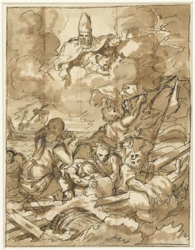 Saint Nicholas calming the storm at sea