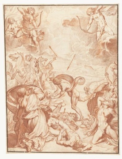 Apollo and Diana slay the children of Niobe