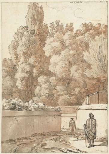 Walkers between garden walls