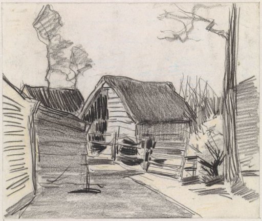 Cottages along a village road