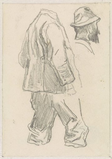 Sketch of a standing man, the head drawn separately