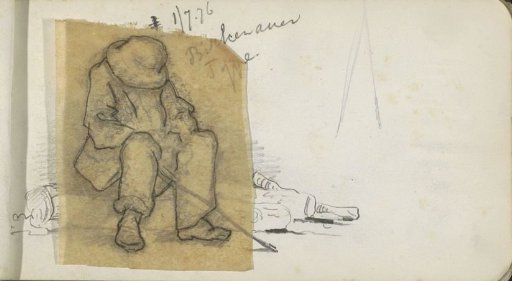 Seated man with a hat