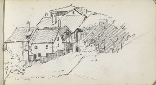 Houses behind a hill