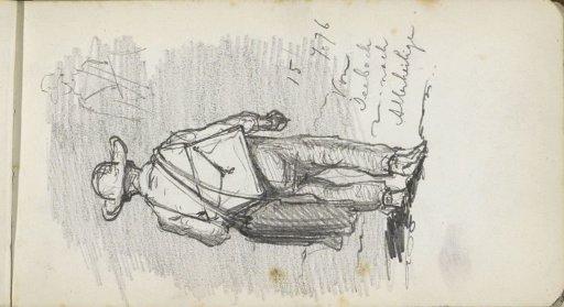 Walking man with a portfolio on his back