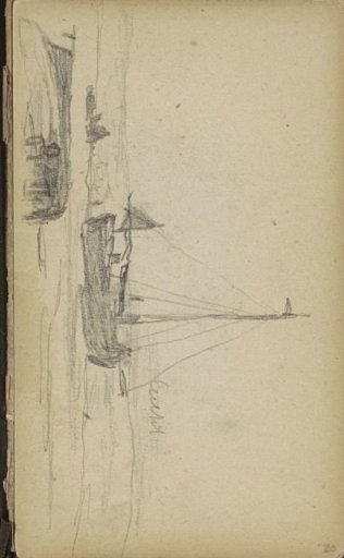 Sailing boat at the tide line