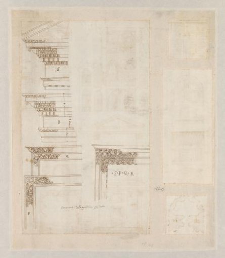 Four sheets with architectural drawings after mouldings
